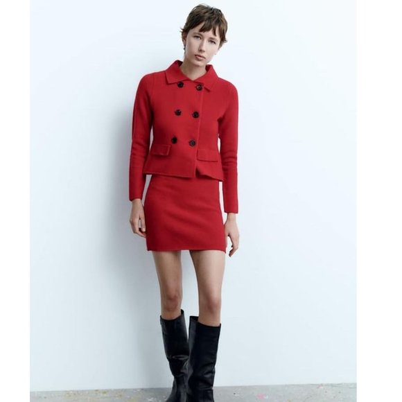BLOGGER'S FAVE! Zara Red Wool Blazer Jacket NWT - Picture 12 of 15